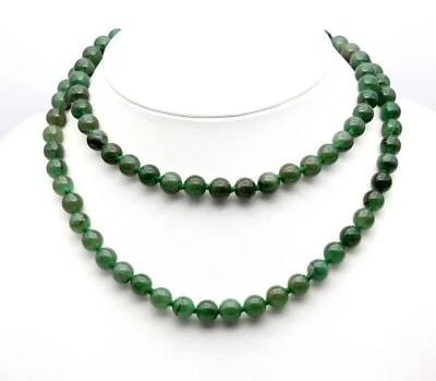 Collar De Aventurina Verde Con Nudos Sin Cierre Aproximadamente 80 Cm - Imagen 1 de 3