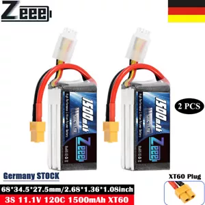 2x Zeee 11,1V 3S LiPo Akku Batterie 120C 1500mAh XT60 für RC Drone Flugzeug Auto - Bild 1 von 9