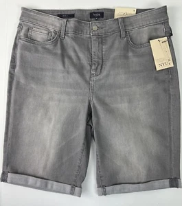 Pantalones Cortos NYDJ Mujer Talla 16 Briella Bermuda Puño Rodante Levantamiento Pliegue Seneca Gris A21 - Imagen 1 de 15