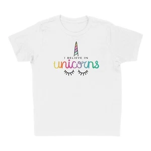 Girls Believe in Unicorns Graphic T-Shirt For Kids - Picture 1 of 2