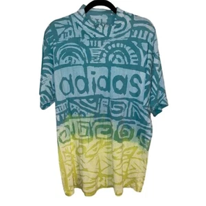Vintage Adidas Tee Neon Print All Over AOP 1980s Graphic Tee - Picture 1 of 3