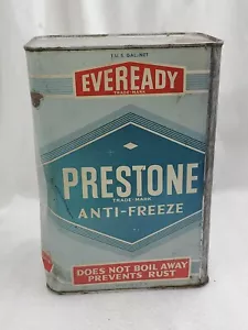 VINTAGE EVEREADY PRESTONE ANTI-FREEZE 1 GALLON CAN TIN FULL SEALED - Picture 1 of 10