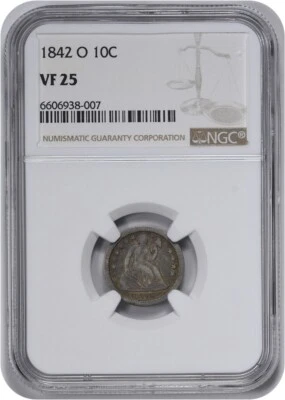 1842-O Liberty Seated Silver Dime VF25 NGC - Image 1 of 2