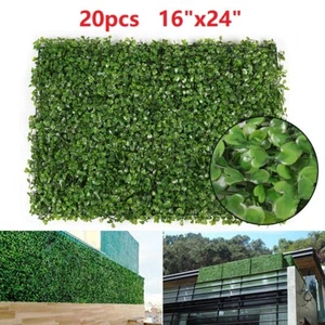20pcs 16"x24" Grass Wall Panels Artificial Boxwood Hedges Mat Backdrop Fence - Picture 1 of 10