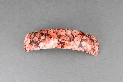 Coral Marrón Pasador Flores Florales Rectángulo Plástico Curvo Pinza para el Pelo 3.25" Largo Foto 1 de 4