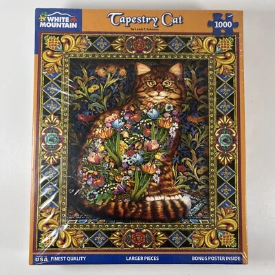 White Mountain “Tapestry Cat” 1000 Piece Jigsaw Puzzle New Sealed Larger Pieces - Image 1 of 4