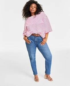 On 34th Plus Size Heavyweight Cotton Striped Boat-Neck Top Sz 2X - Picture 1 of 3