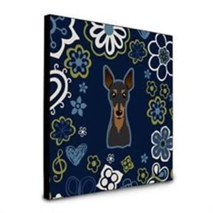 Carolines Treasures 8 x 8 x 0.625" Blue Flowers Min Pin Artwork Panel Wall Decor - Picture 1 of 1