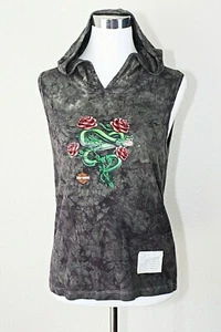 NWOT HARLEY DAVIDSON Woman's Knit Hoodie Top Tie Dye / Snake Roses ~ Sz. XL #02 - Picture 1 of 9