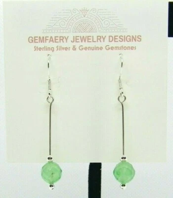 Pendientes colgantes de plata esterlina facetados naturales esmeralda #8230... hechos a mano en EE. UU. Foto 1 de 4