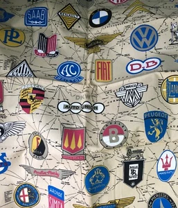 SCHUMACHER VNTG RALLY EUROPEAN LUXURY AUTO SCREEN PRINT TEXTILE 49 IN X 29 IN - Picture 1 of 5