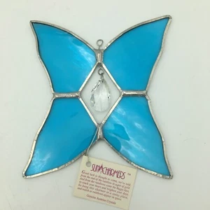 Suncharmer Buntglas & österreichischer Kristall blau Schmetterling Sonnenfänger Neu aus altem Lagerbestand - Bild 1 von 6