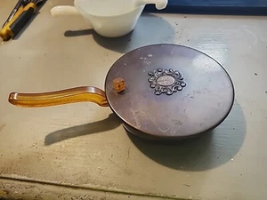 Vtg Silent Butler Crumb Ash Catcher Copper Pan Hinged Lid Carmel Bakelite Handle - Picture 1 of 13