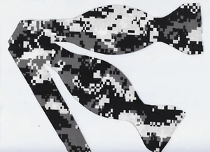 Digital Camo Bow tie, Black, Gray & White, Urban Snow, Military Self-tie Bow tie - Picture 1 of 5