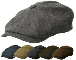 ROOSTER Wool Tweed Newsboy Gatsby Cap Flat Driving Ivy Cabbie Hat Golf S M L XXL - Picture 1 of 13