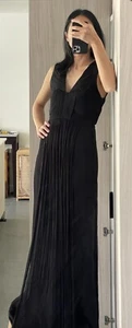 NEW LISA HO Black Silk Tulle Low V Neck Formal Evening Ball Gown Dress 6 AU - Picture 1 of 12