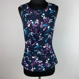 Canotta Robert Rodriguez donna XS floreale raccolta accenti increspati lavoro quasi nuova - Foto 1 di 12