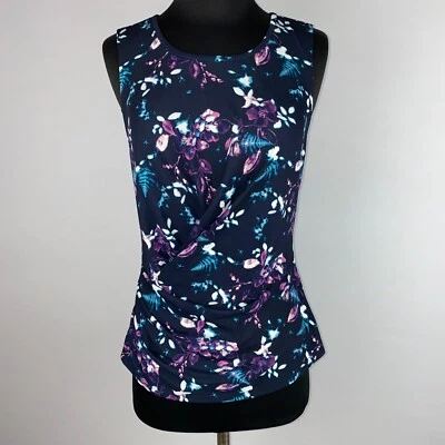 Camiseta sin mangas Robert Rodriguez para mujer XS floral reunida acentos fruncidos trabajo casi nueva Foto 1 de 4