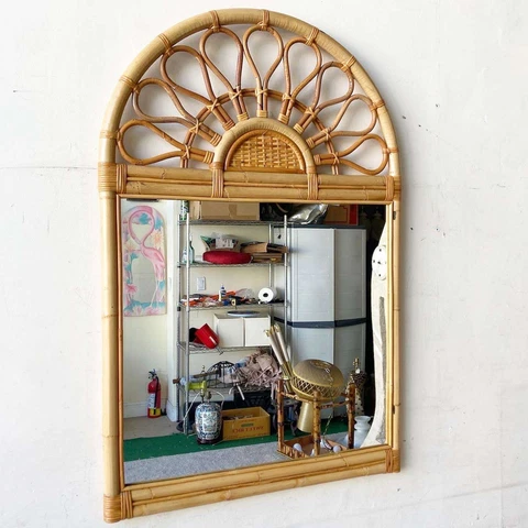 Boho Chic Bamboo Rattans and Wicker Wall Mirror Cover