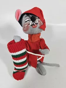 1988 Annalee Christmas Night Time Maus mit Streifen Strick Strumpf 6 Zoll handbemalt - Bild 1 von 6