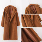 Women Fleece Coat Lapel Jacket Padded Thick Long Fluffy Causal Loose Winter