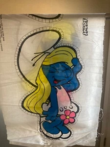 Vintage Cut & Sew Puppenkissen Schlumpf Schlumpf Stoff Panel - Bild 1 von 2