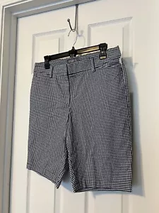 Pantalones cortos Studio II azul marino/blanco elásticos de gingham a cuadros para dama talla 6 - Imagen 1 de 6