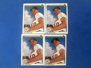 4- 1990 Upper Deck Ben McDonald Rookie ERROR lot of 4 cards SP Orioles Free Ship - Picture 1 of 4