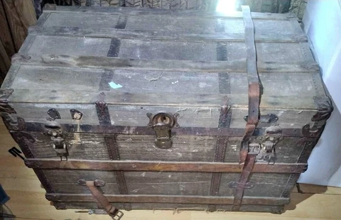 antique travel trunk Cover