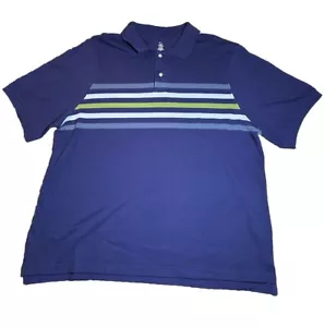 Open Trails Mens Polo Sz XL Blue Stripes Short Sleeve Hiking Casual Work Rugby - Picture 1 of 10