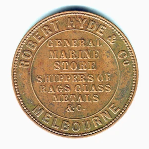 Australia Token. 1861 Hyde & Co - Penny.. Melbourne Vic..  aEF - Imagen 1 de 2