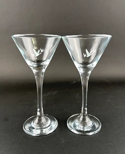 Gray Goose Vodka Martini Cocktail Glass 7" Size Stemmed Etched Set of 2 - Picture 1 of 7