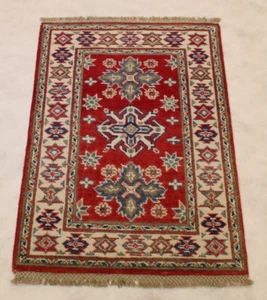 2'0" x 2'11" ft. Afghan Kazak Vegetable Dye Hand Knotted Wool Oriental Rug - Picture 1 of 6
