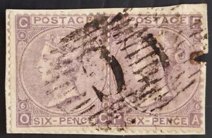 1865 Great Britain (Constantinople O/P) Pair 6d Lilac QV Stamps Plt 6 - Picture 1 of 2