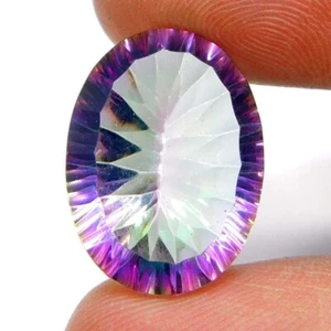 Natürlicher Regenbogen Mystic Topas Kristall Oval Cabochon 18,45 Karat. Lose Edelstein - Bild 1 von 3