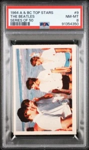 1964 Top Stars The Beatles Colored Bubble Gum Card #9 (50) PSA 8 PoP 1 Fab 4 - Bild 1 von 2