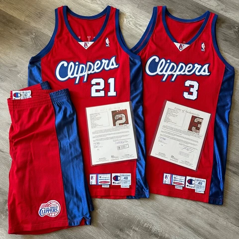 Game Worn Quentin Richardson & Darius Miles Los Angeles Clippers Jersey Champion Cover
