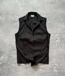 Akris Punto US10/F42/D40 Black Top Button up Shirt Blouse Sleeveless Casual Vest - Picture 1 of 13