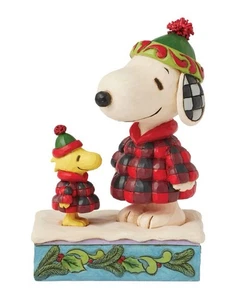 Jim Shore Snoopy / Woodstock Plaid Puffer Christmas Figurine 3.75” H NIB 2025 - Picture 1 of 6