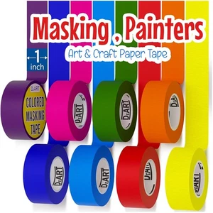 8X Colored Masking Tape, 33 Ft x 1 inch Painters Tape for Arts &... - Picture 1 of 9