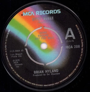 Brian Hyland Gypsy Woman 7" vinyl UK MCA 1975 Demo 4 prong label design MCA208 - Picture 1 of 2