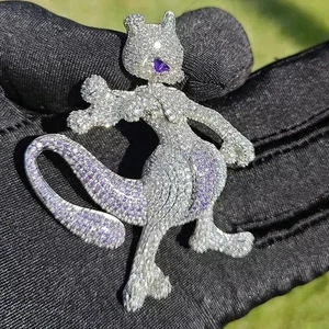 Colgante de Halloween personalizado de amatista simulada de corte redondo de 4 quilates enchapado en oro blanco de 14 k - Imagen 1 de 3