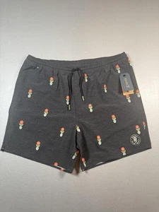 Roark Shorts Mens XL Black Shorey 16" Deep Roots Swim Trunks Floral Skull Casual - Picture 1 of 8