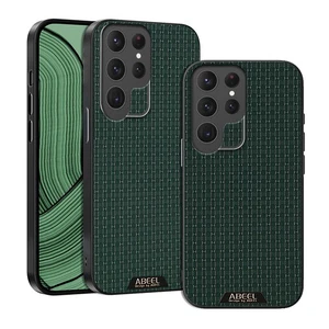 Magnetic Case for Samsung with Genuine Leather Back & Raised Camera Ring - Picture 1 of 17