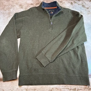 Orvis Felpa Uomo L Verde Oliva Quarto Zip Pullover Outdoor Manica Lunga - Foto 1 di 11