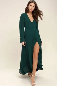 NWT Lulus Bubbly Babe Green Backless Maxi Dress Size Large Wedding Guest - Picture 1 of 11
