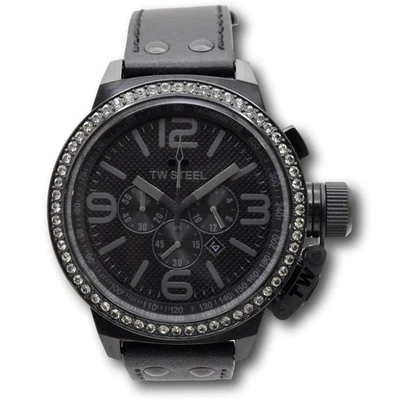 TW Steel Canteen Men's 50mm Triple Black Leather Chronograph Watch TW913 - Image 1 of 4