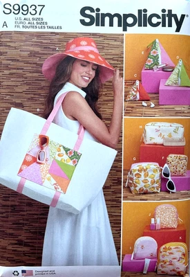 Simplicity Pattern   S9937/12077   Hat, Tote, Zipper Cases  Un-Cut Factory Fold - Image 1 of 2