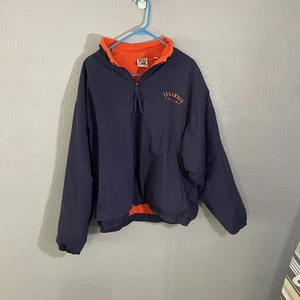 Vintage Red Oak Navy Blue Orange Illinois Illini Fleece Jacket Men’s Size XL - Picture 1 of 7