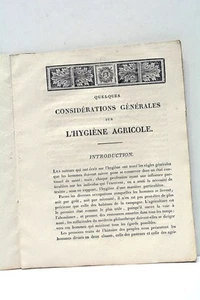 LIVRE ANCIEN LARGUIER CONSIDÉRATIONS SUR L'HYGIÈNE AGRICOLE MONTPELLIER 1825 - Imagen 1 de 7